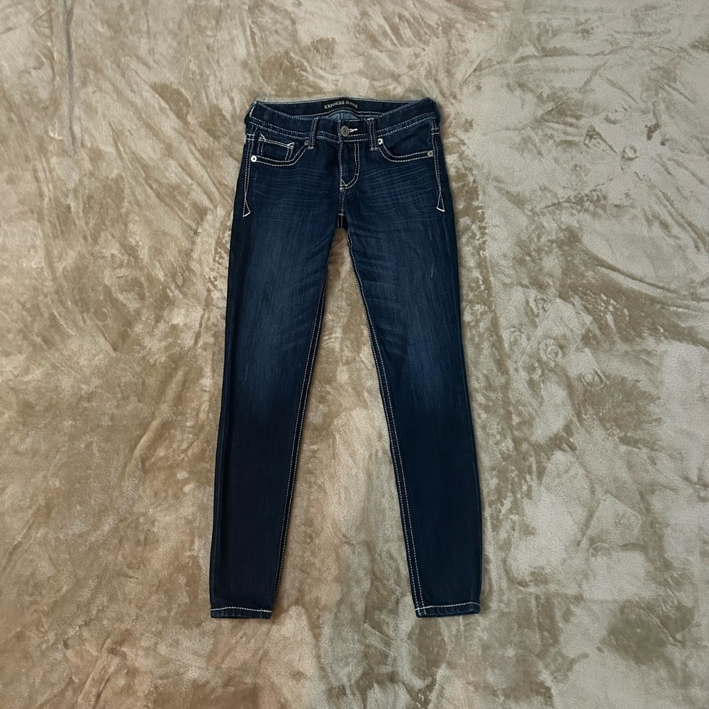 Express Stella Low rise Legging Jeans 0R Dark Wash Stretch